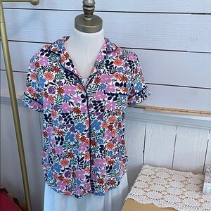 Kate Spade pajama top Floral Short Sleeve Button-Up Shirt